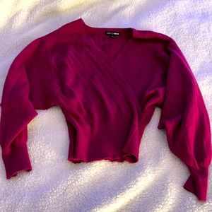 Burgundy crop top long sleeve
